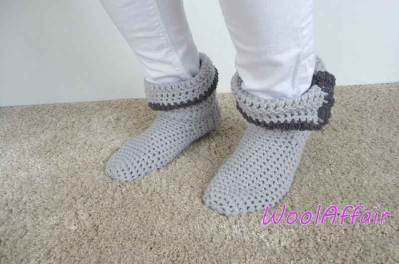 Häkelanleitung Hausschuhe häkeln - Häkelstiefel - No.96